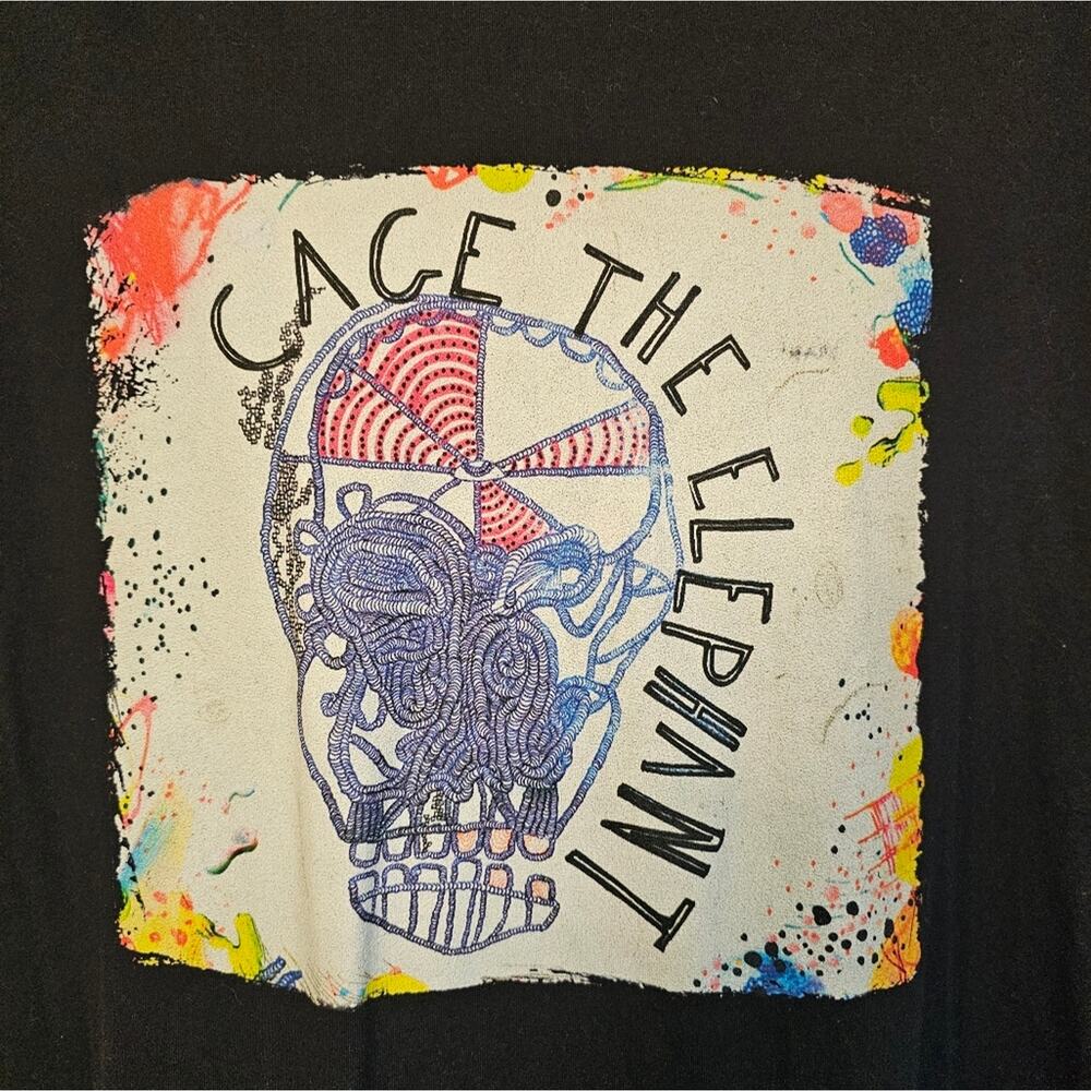 Men's Black Graphic Tee with Cage The Elephant Band CD Cover Size XXL - Picture 6 of 11